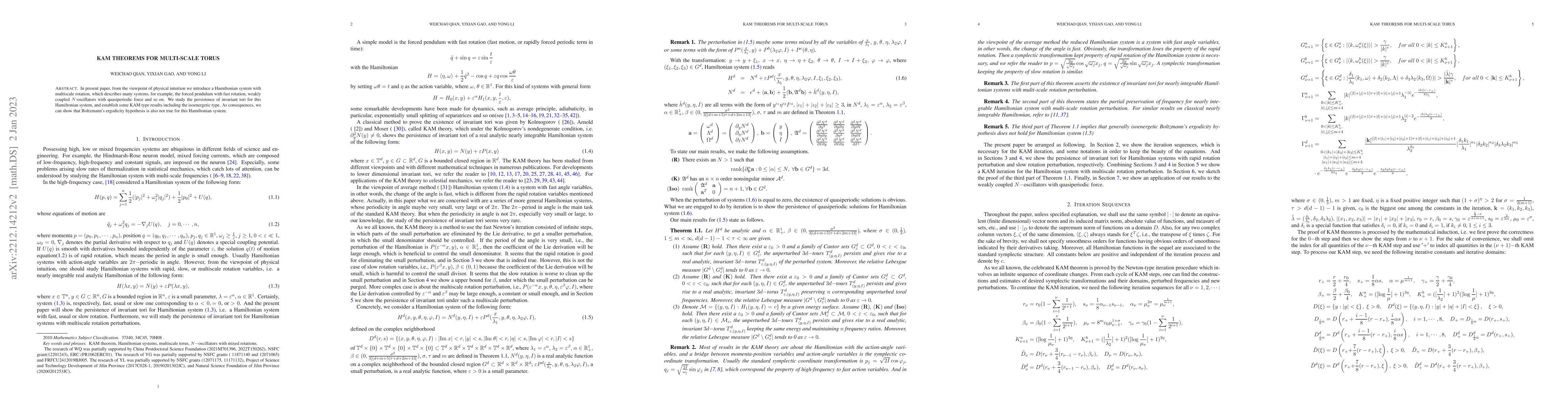 Thumbnail for KAM Theorems for Multi-scale Torus