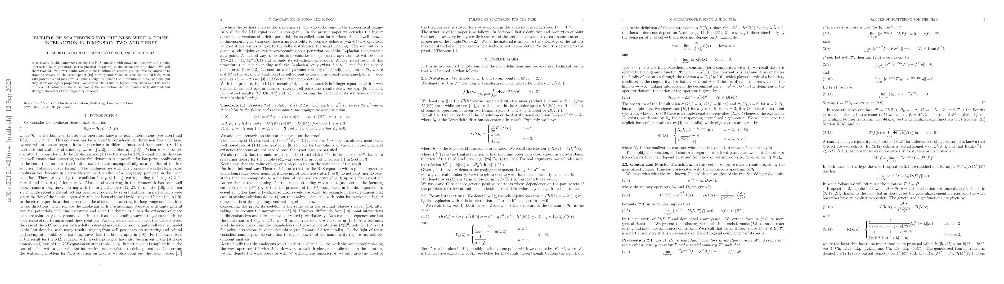 Thumbnail for Failure of scattering for the NLSE with a point interaction in dimension
  two and three