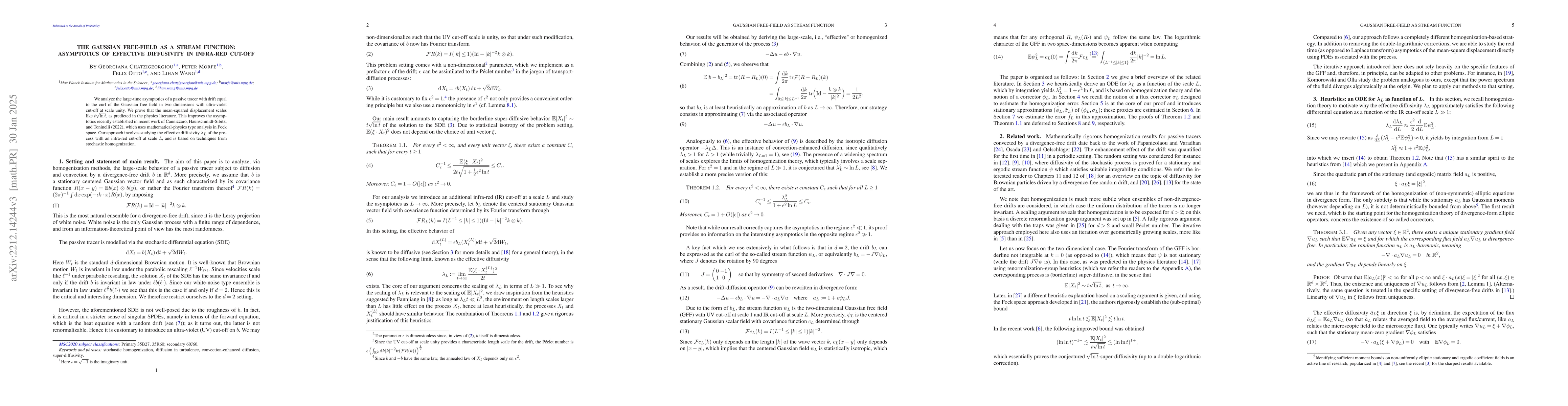 Thumbnail for The Gaussian free-field as a stream function: asymptotics of effective
  diffusivity in infra-red cut-off