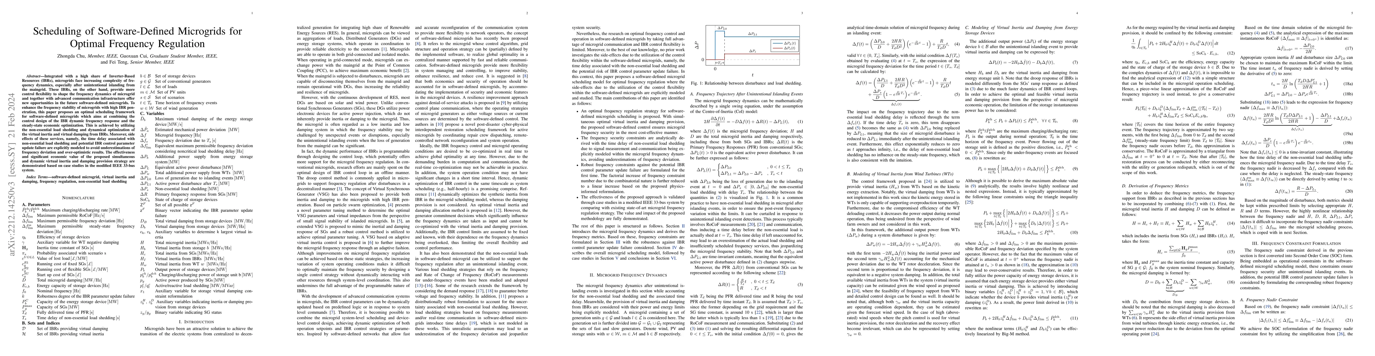 Thumbnail for Scheduling of Software-Defined Microgrids for Optimal Frequency
  Regulation