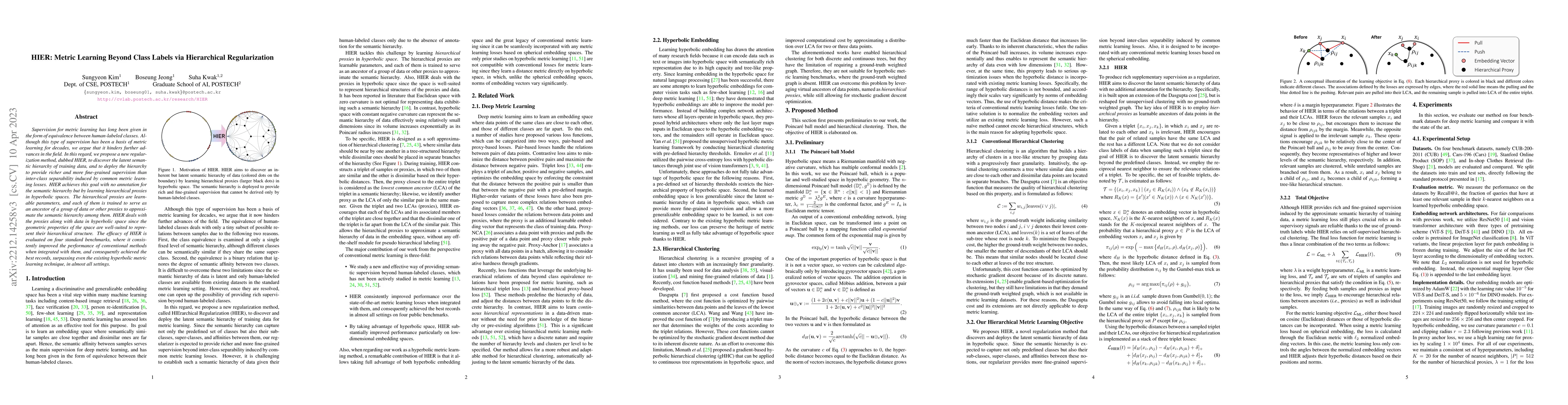 Thumbnail for HIER: Metric Learning Beyond Class Labels via Hierarchical
  Regularization