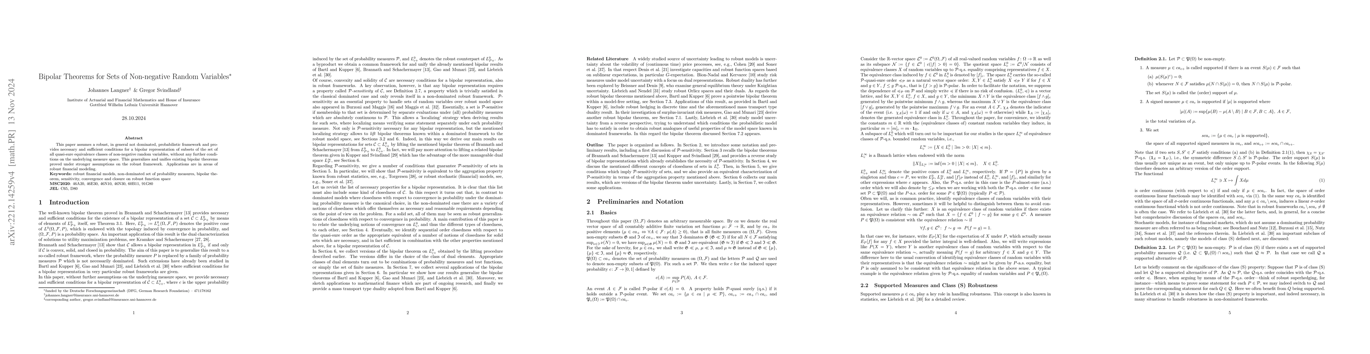 Thumbnail for Bipolar Theorems for Sets of Non-negative Random Variables