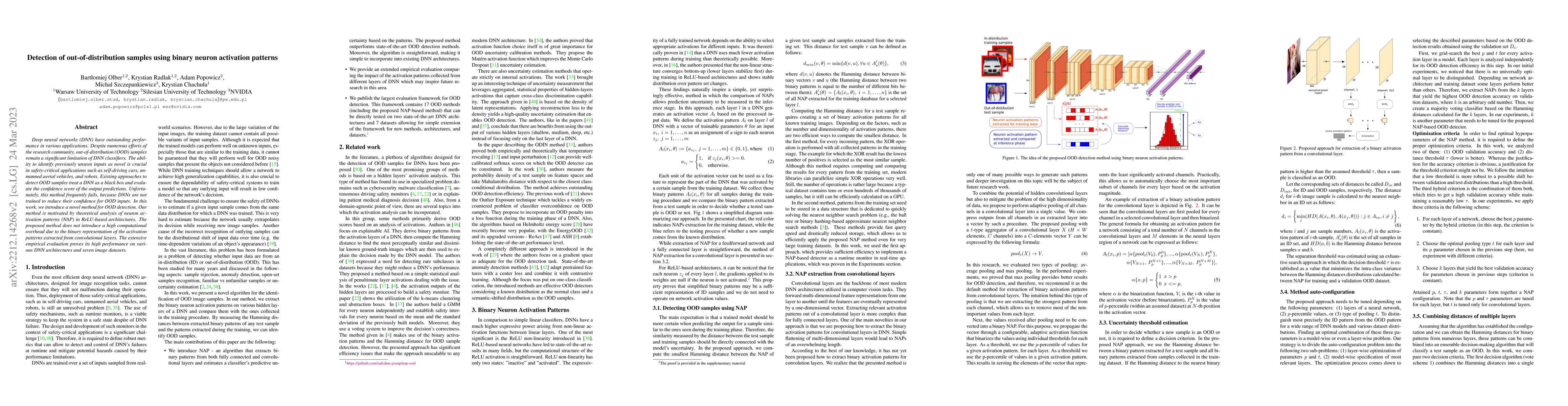 Thumbnail for Detection of out-of-distribution samples using binary neuron activation
  patterns