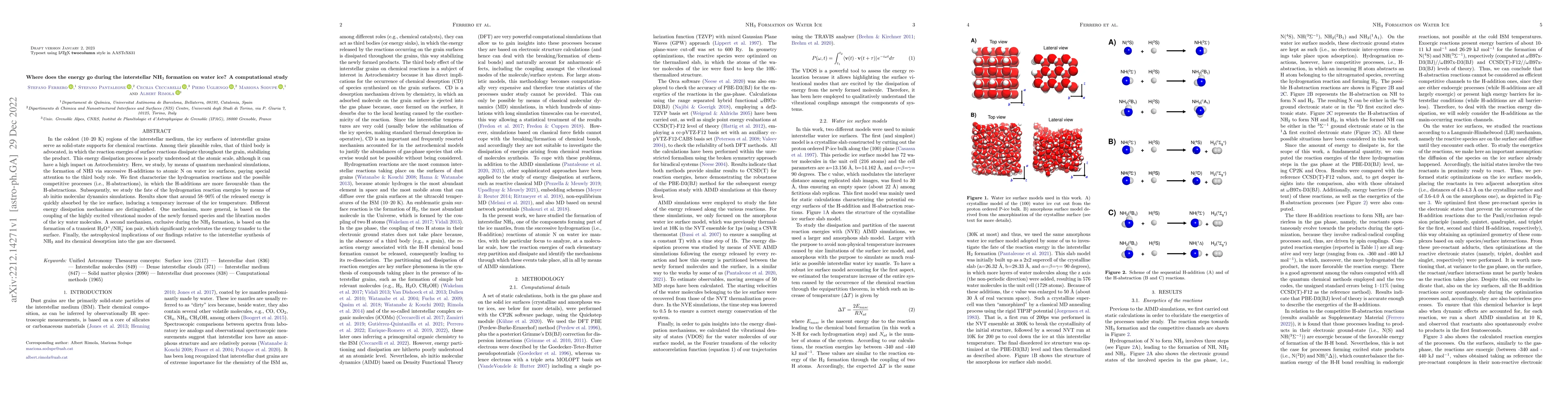 Thumbnail for Where does the energy go during the interstellar NH$_3$ formation on
  water ice? A computational study
