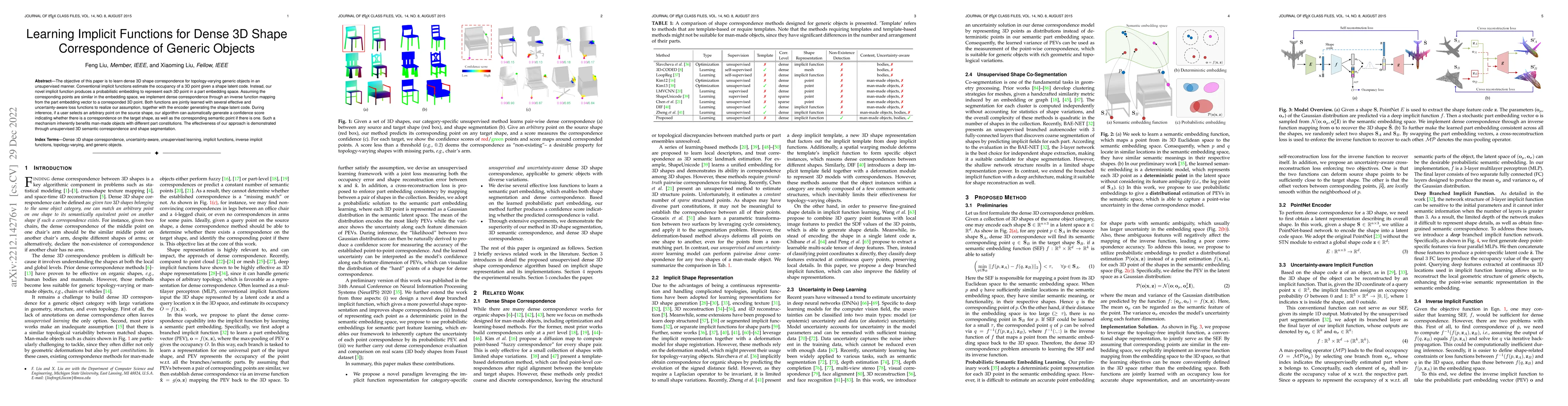 Thumbnail for Learning Implicit Functions for Dense 3D Shape Correspondence of Generic
  Objects
