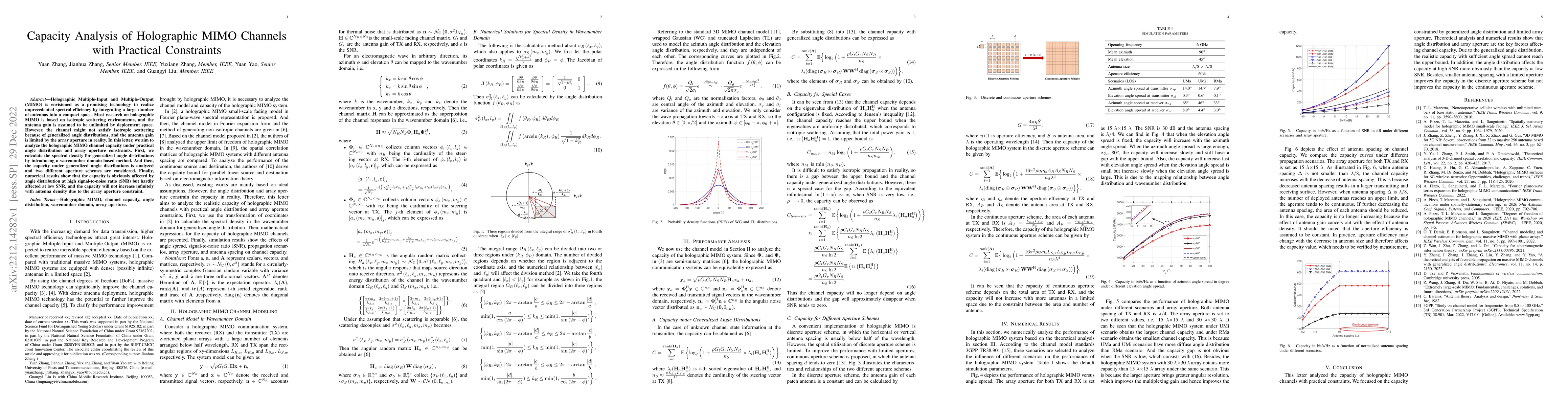 Thumbnail for Capacity Analysis of Holographic MIMO Channels with Practical
  Constraints