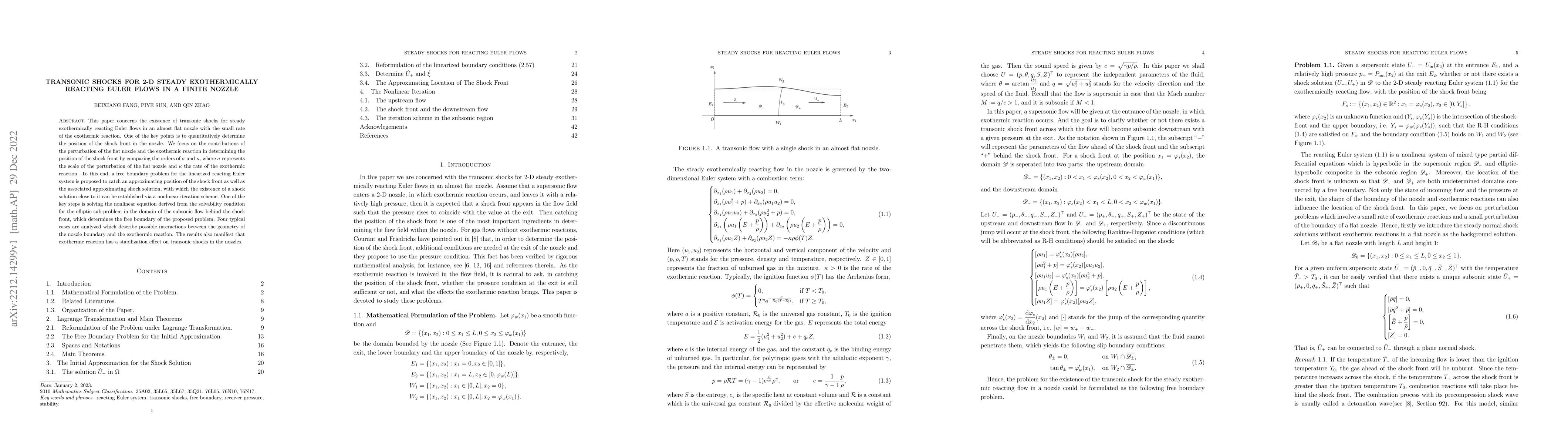 Thumbnail for Transonic Shocks for 2-D Steady Exothermically Reacting Euler Flows in a
  Finite Nozzle