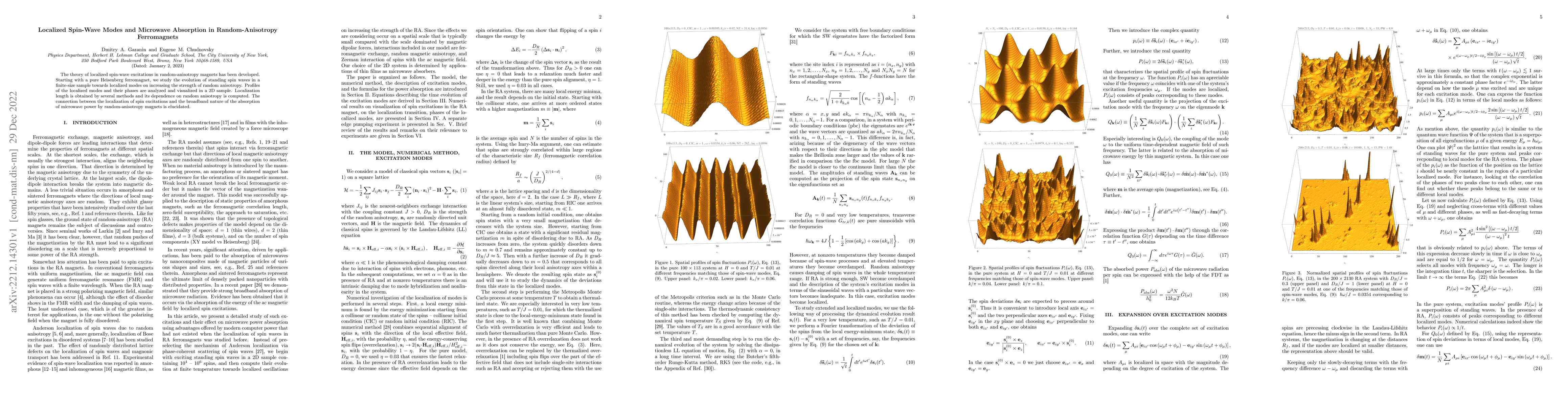 Thumbnail for Localized Spin-Wave Modes and Microwave Absorption in Random-Anisotropy
  Ferromagnets