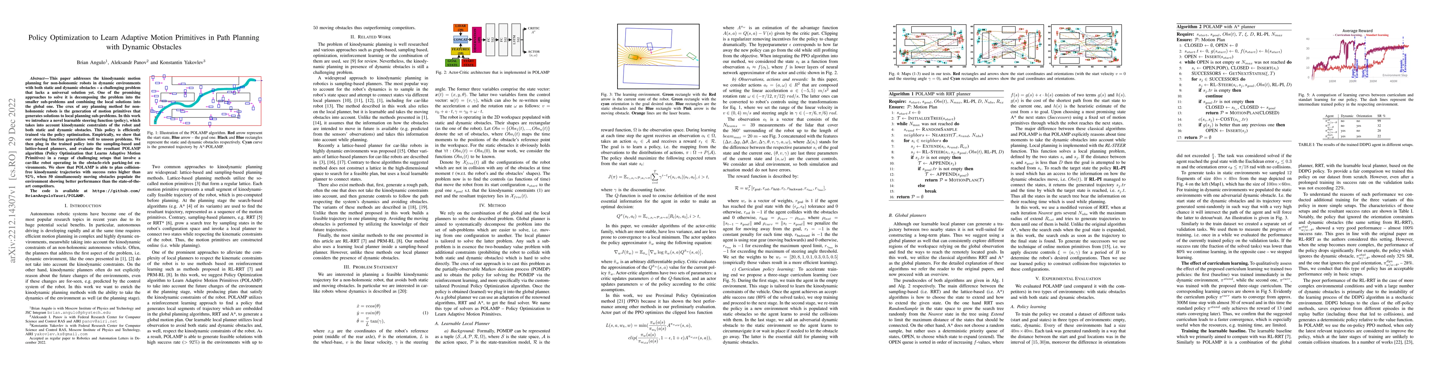 Thumbnail for Policy Optimization to Learn Adaptive Motion Primitives in Path Planning
  with Dynamic Obstacles
