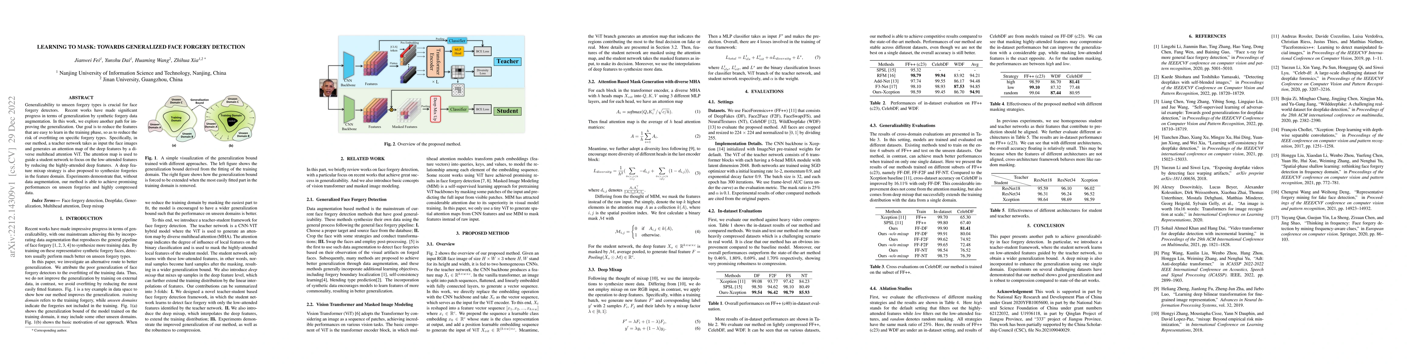 Thumbnail for Learning to mask: Towards generalized face forgery detection