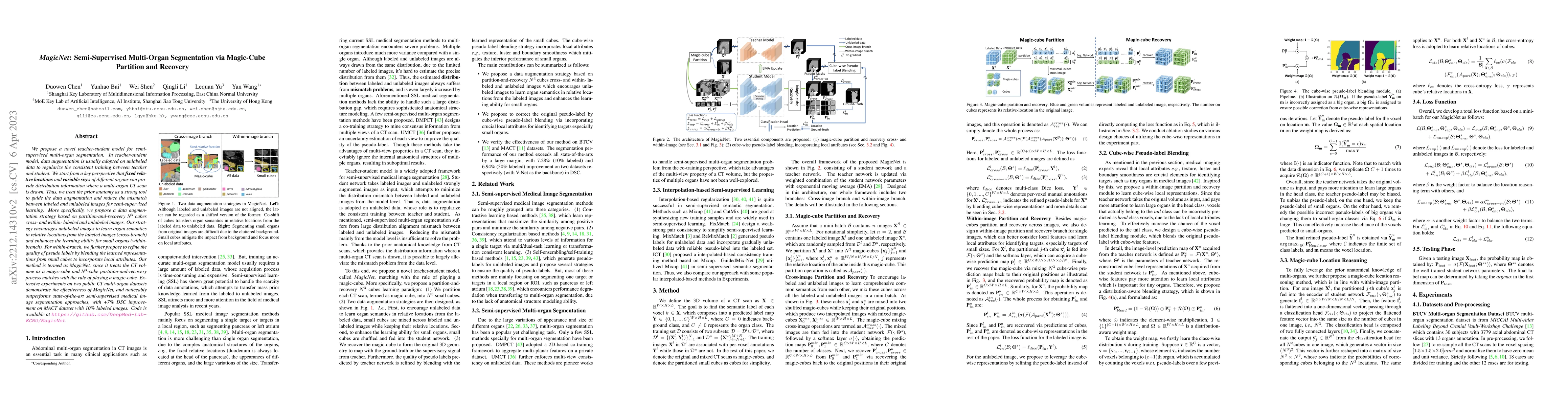 Thumbnail for MagicNet: Semi-Supervised Multi-Organ Segmentation via Magic-Cube
  Partition and Recovery