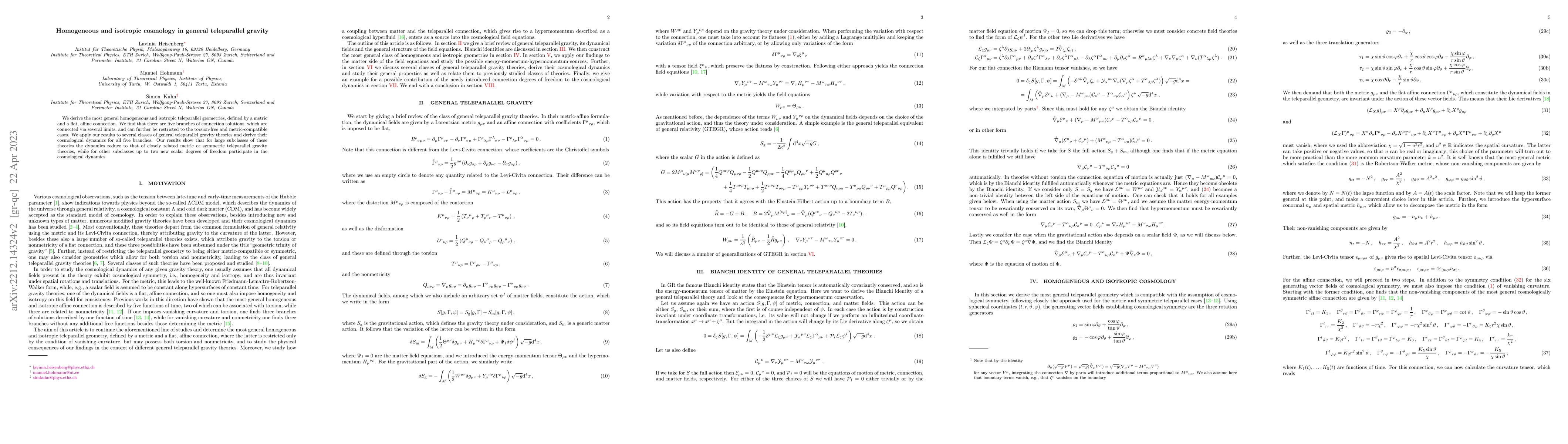 Thumbnail for Homogeneous and isotropic cosmology in general teleparallel gravity