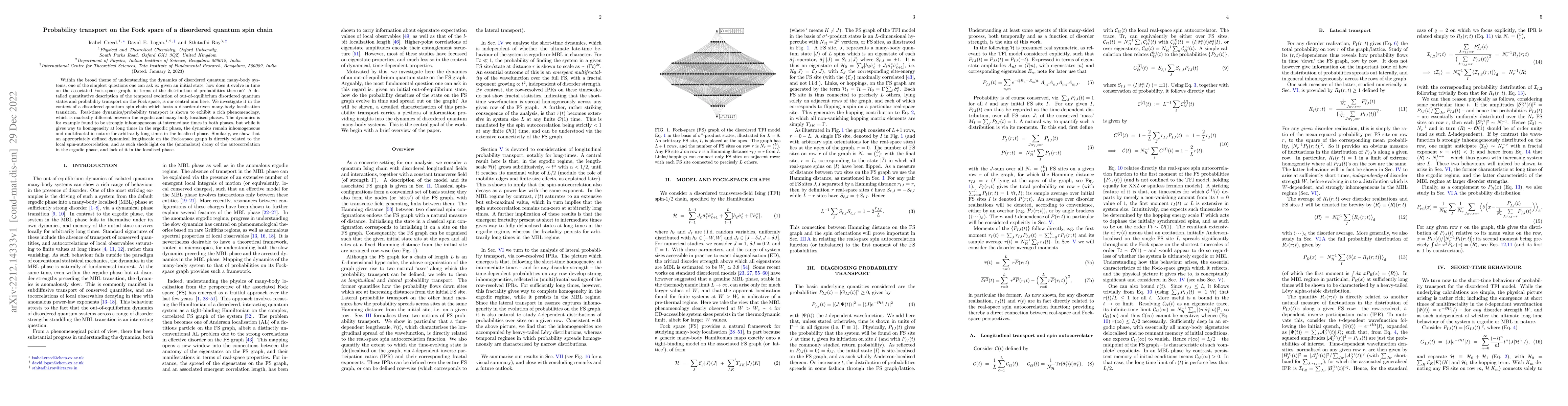 Thumbnail for Probability transport on the Fock space of a disordered quantum spin
  chain