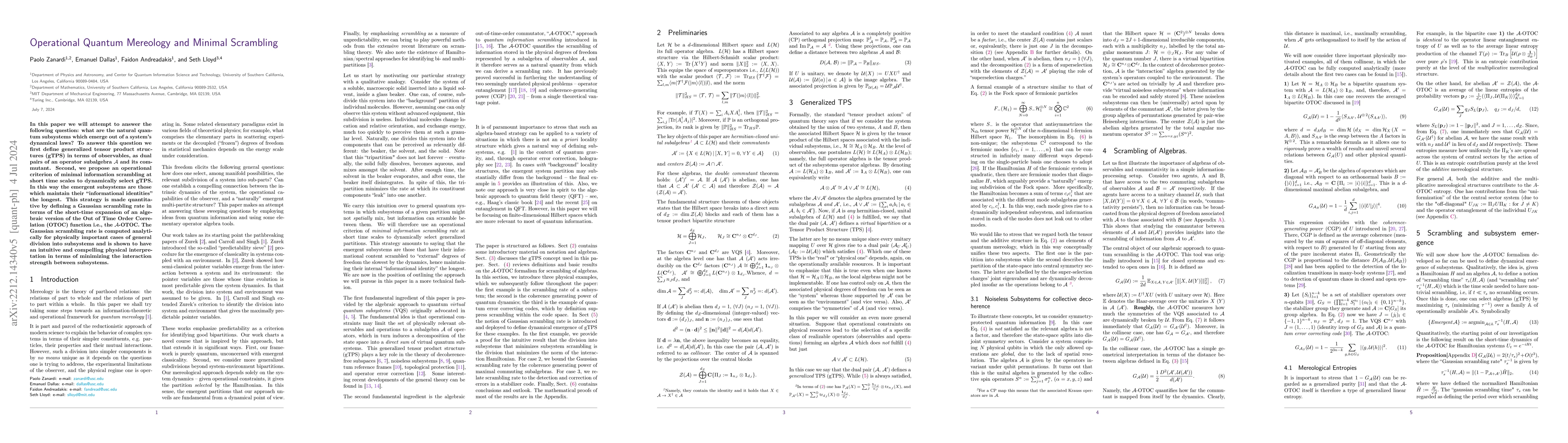 Thumbnail for Operational Quantum Mereology and Minimal Scrambling
