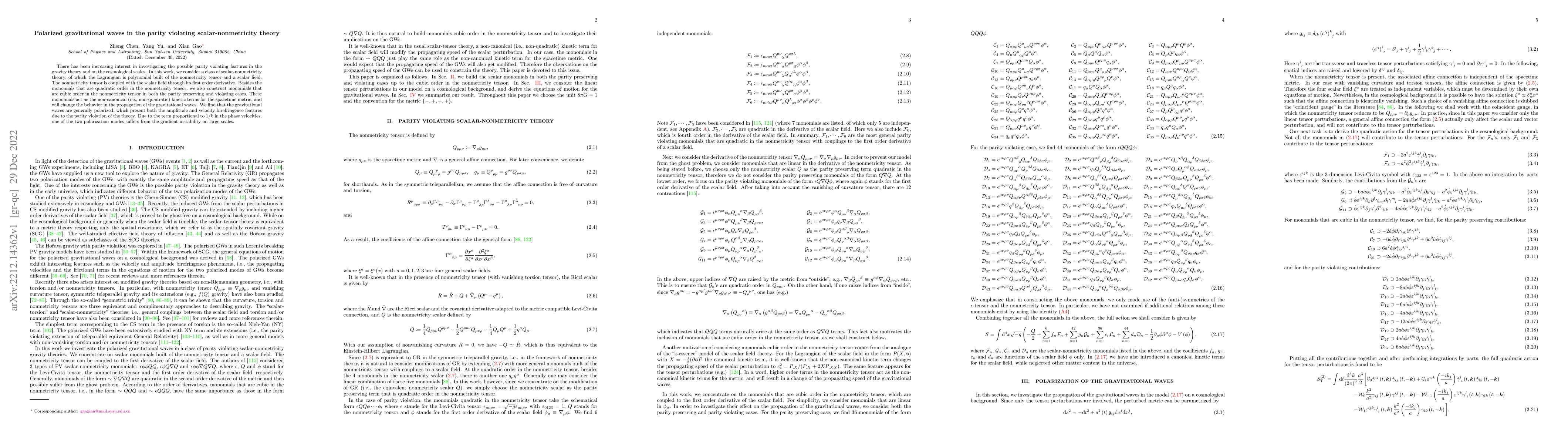 Thumbnail for Polarized gravitational waves in the parity violating
  scalar-nonmetricity theory
