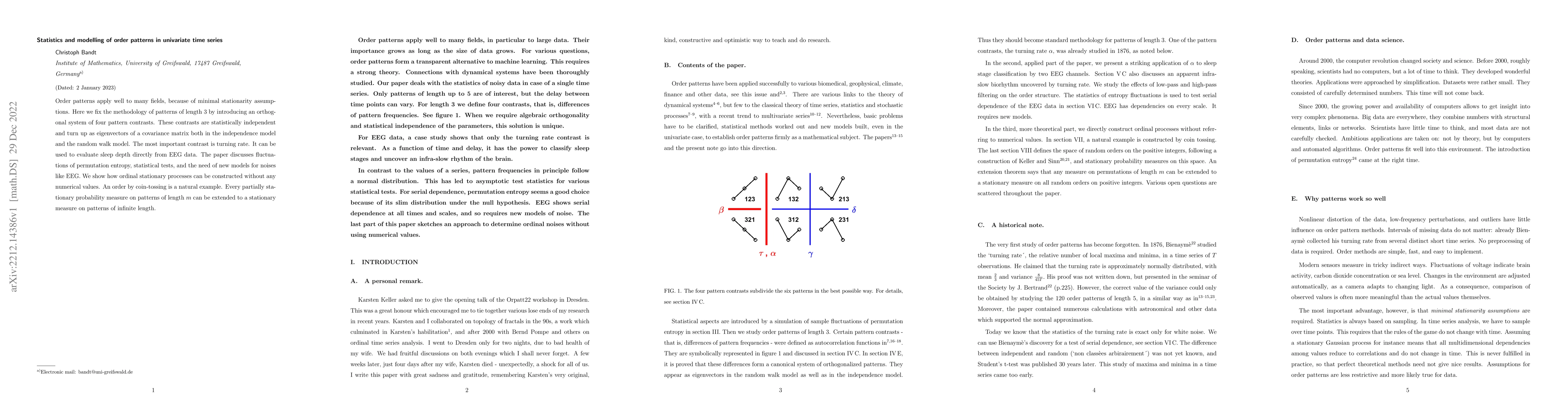 Thumbnail for Statistics and modelling of order patterns in univariate time series