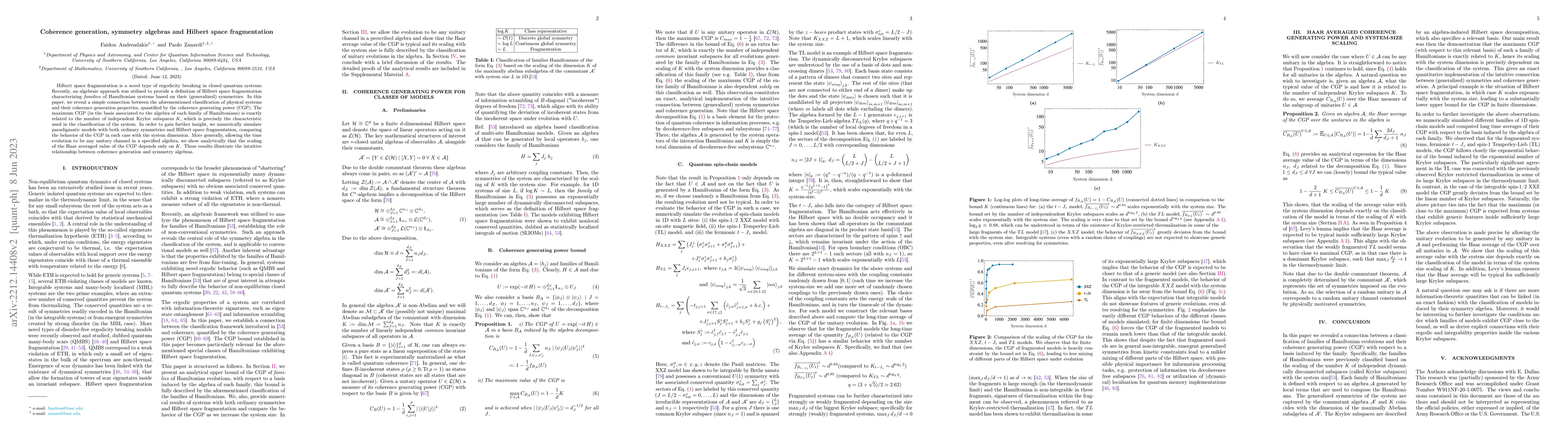 Thumbnail for Coherence generation, symmetry algebras and Hilbert space fragmentation