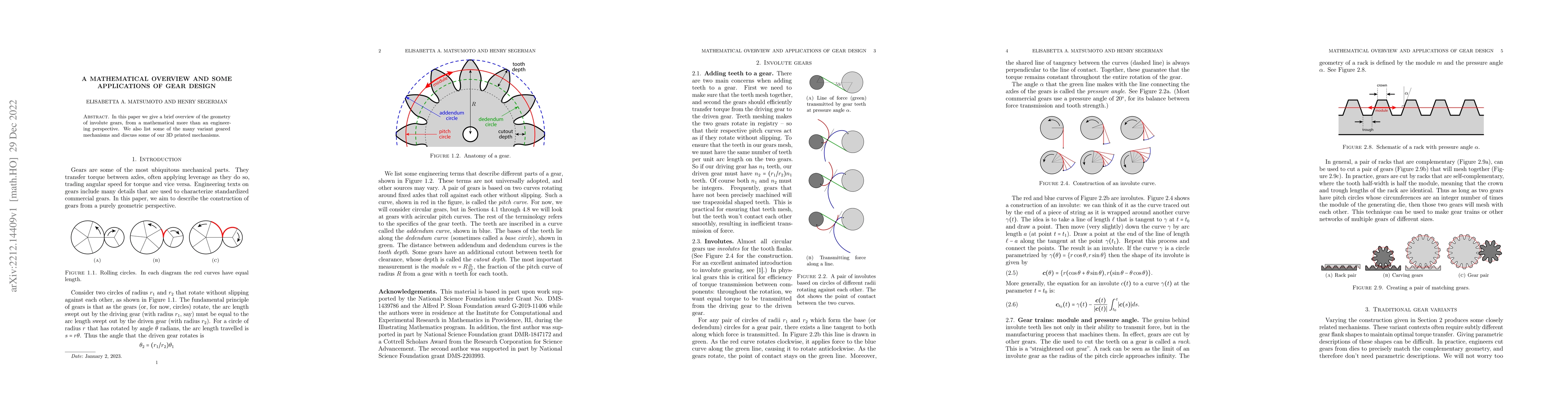 Thumbnail for A mathematical overview and some applications of gear design