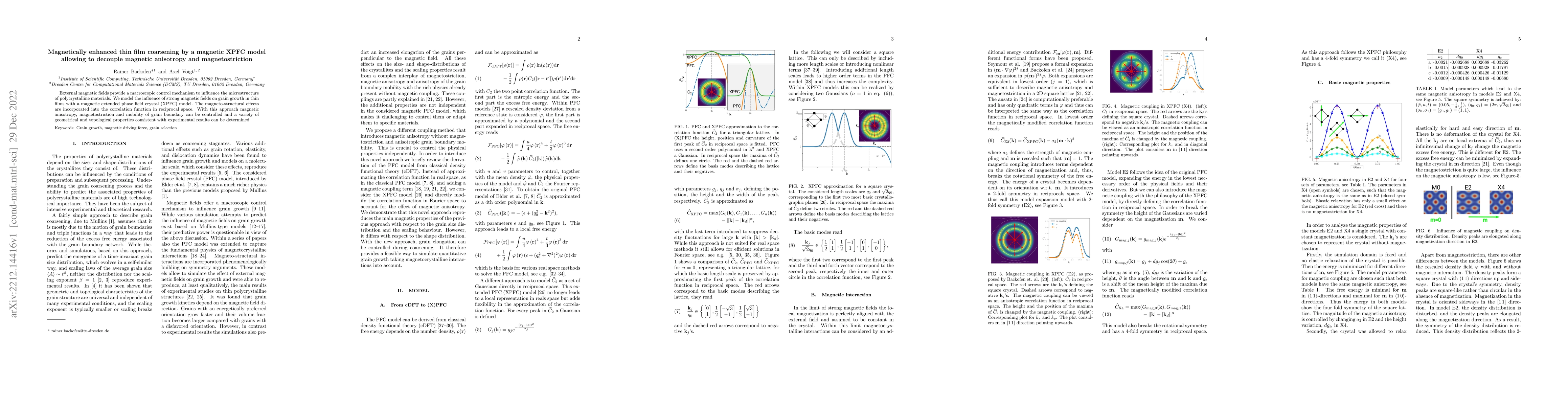 Thumbnail for Magnetically enhanced thin film coarsening by a magnetic XPFC model
  allowing to decouple magnetic anisotropy and magnetostriction