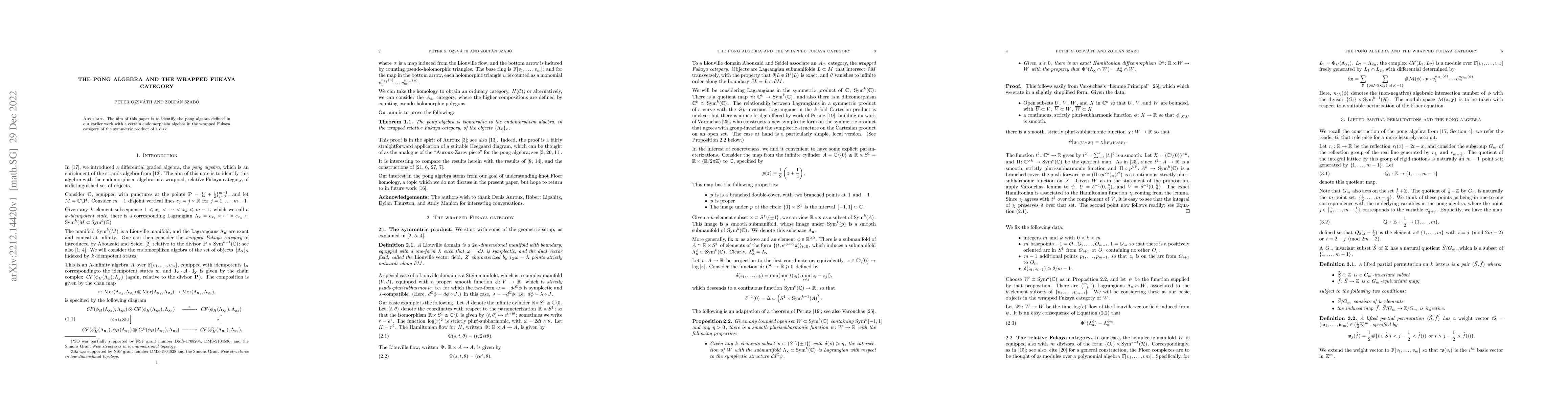 Thumbnail for The pong algebra and the wrapped Fukaya category