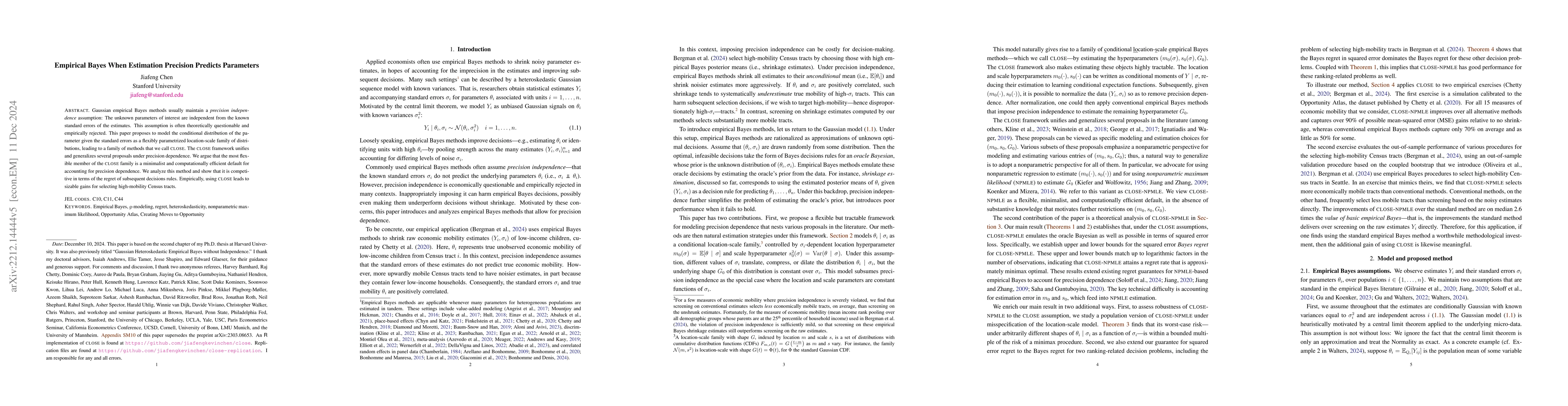 Thumbnail for Empirical Bayes When Estimation Precision Predicts Parameters