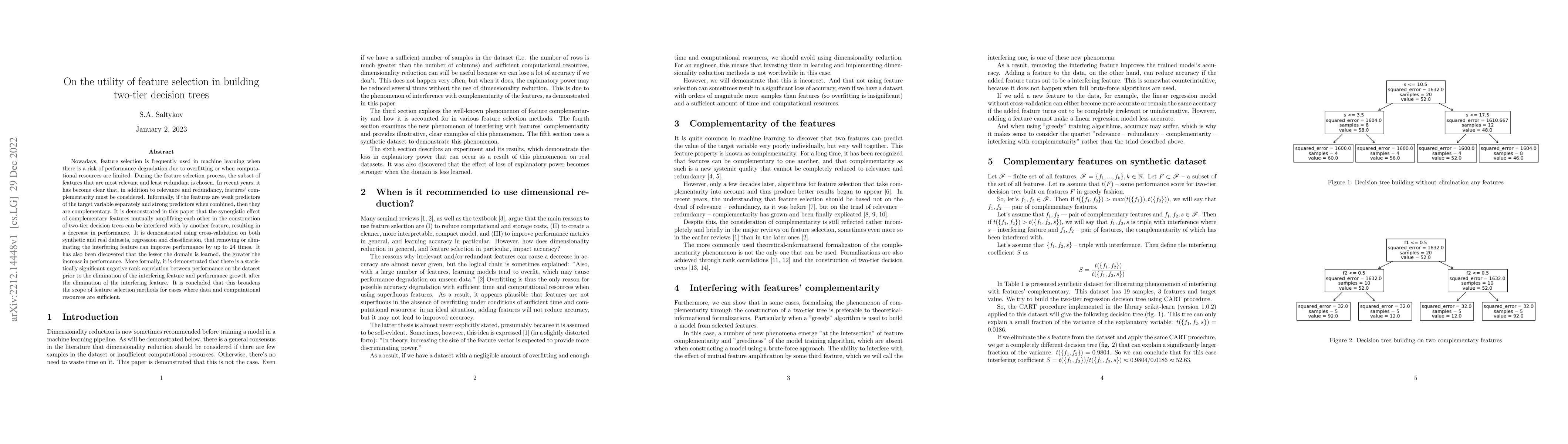 Thumbnail for On the utility of feature selection in building two-tier decision trees