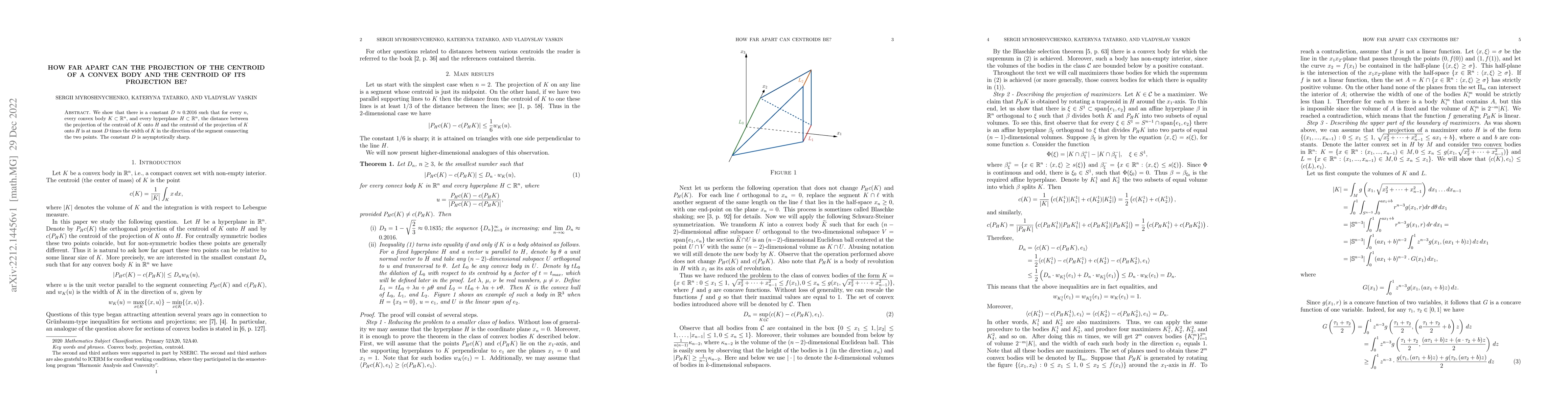 Thumbnail for How far apart can the projection of the centroid of a convex body and
  the centroid of its projection be?