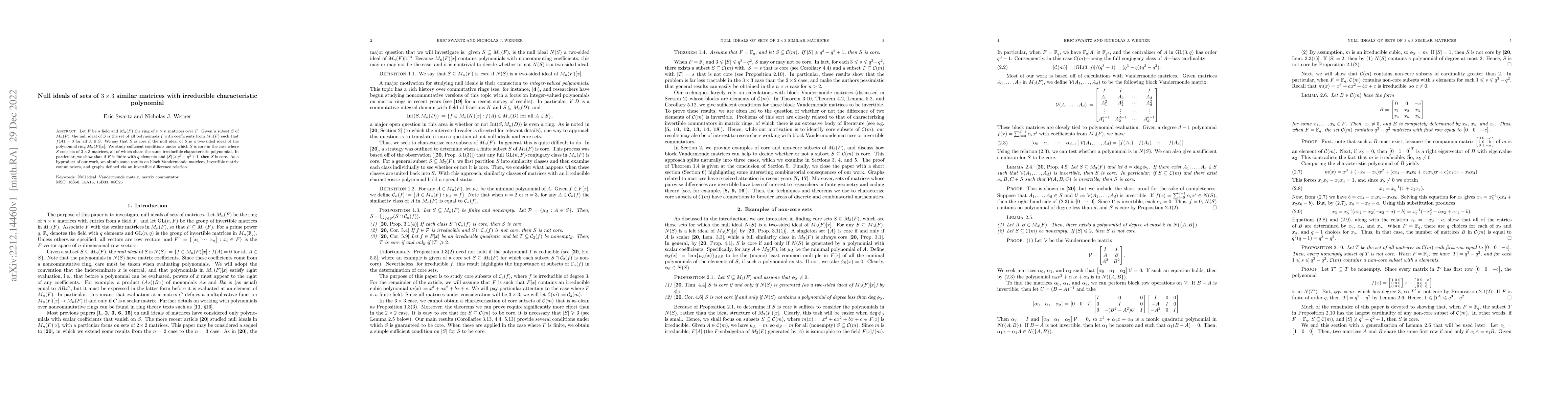Thumbnail for Null ideals of sets of $3 \times 3$ similar matrices with irreducible
  characteristic polynomial