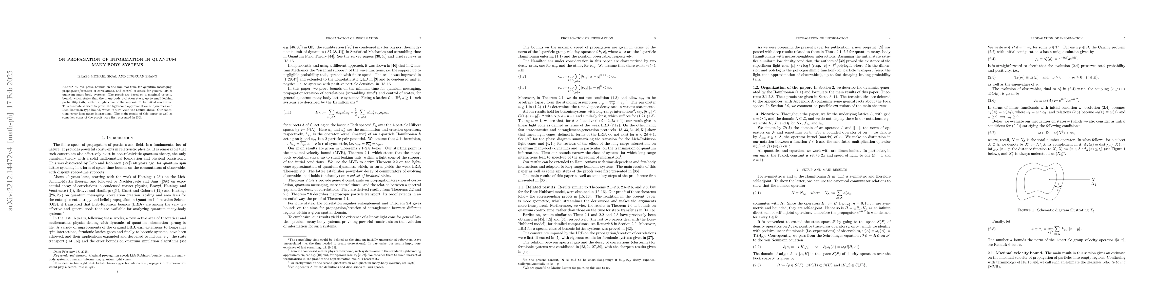 Thumbnail for On propagation of information in quantum many-body systems