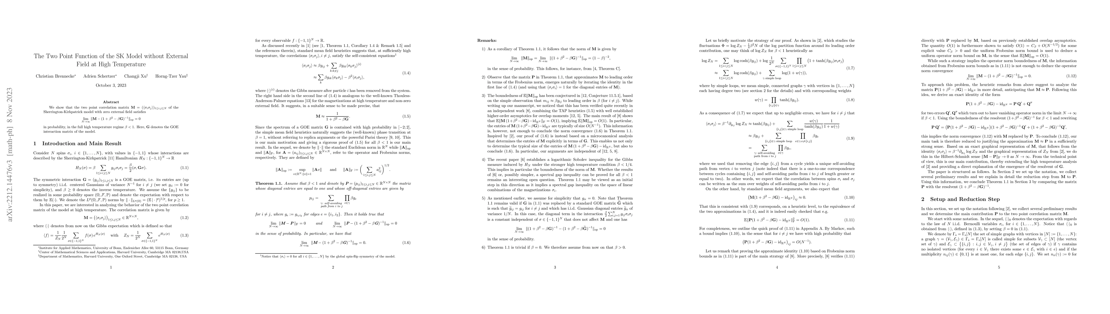 Thumbnail for The Two Point Function of the SK Model without External Field at High
  Temperature