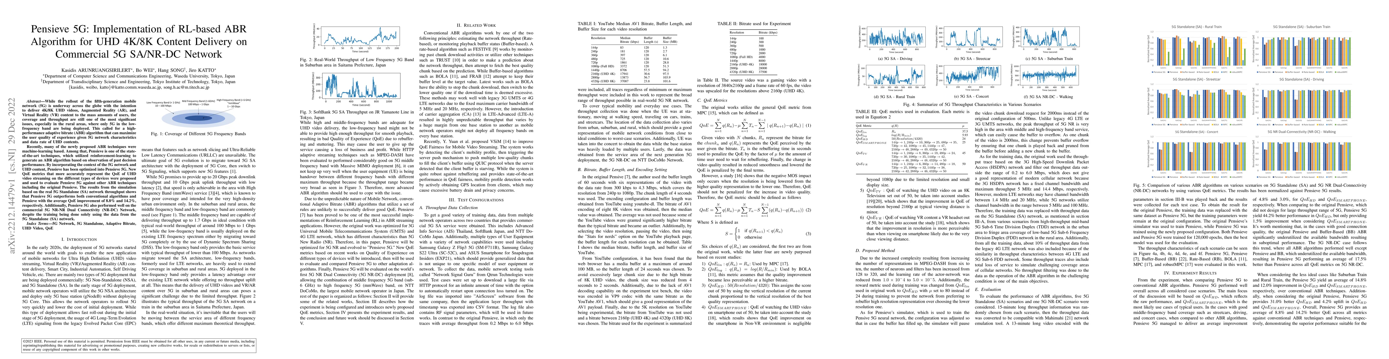 Thumbnail for Pensieve 5G: Implementation of RL-based ABR Algorithm for UHD 4K/8K
  Content Delivery on Commercial 5G SA/NR-DC Network