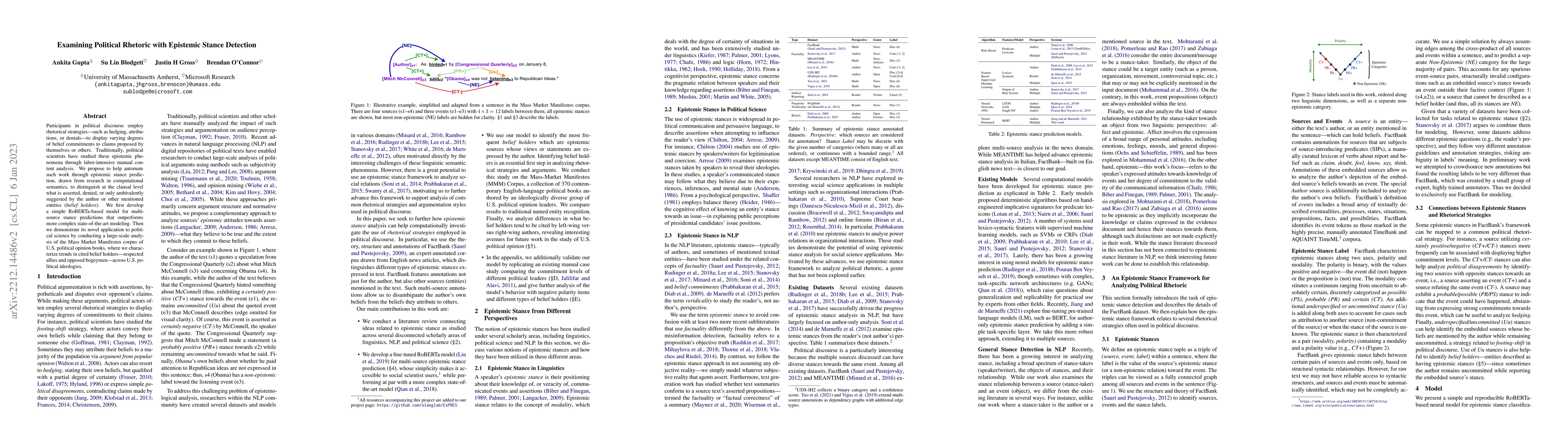 Thumbnail for Examining Political Rhetoric with Epistemic Stance Detection