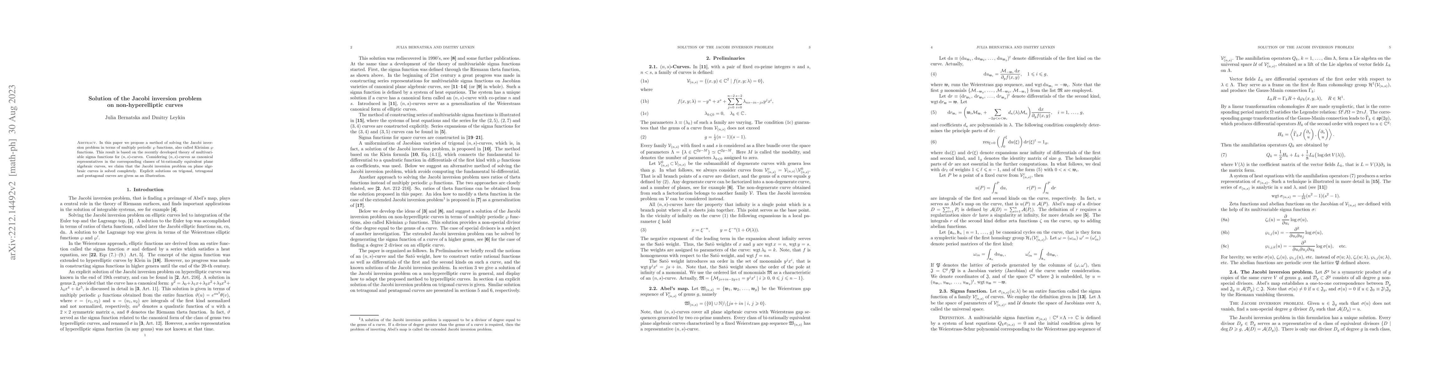 Thumbnail for Solution of the Jacobi inversion problem on non-hyperelliptic curves