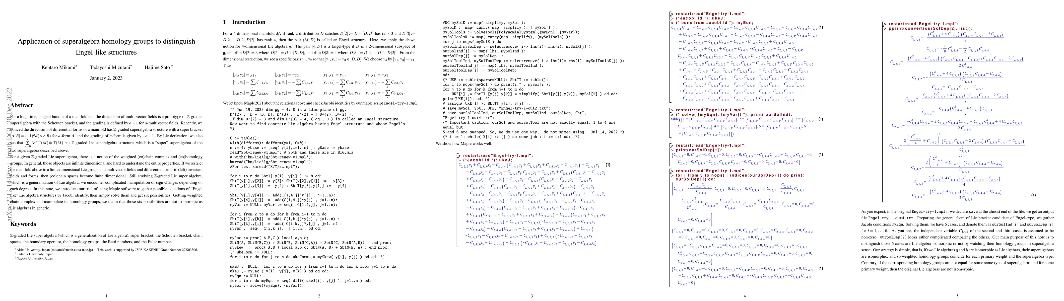 Thumbnail for Application of superalgebra homology groups to distinguish Engel-like
  structures
