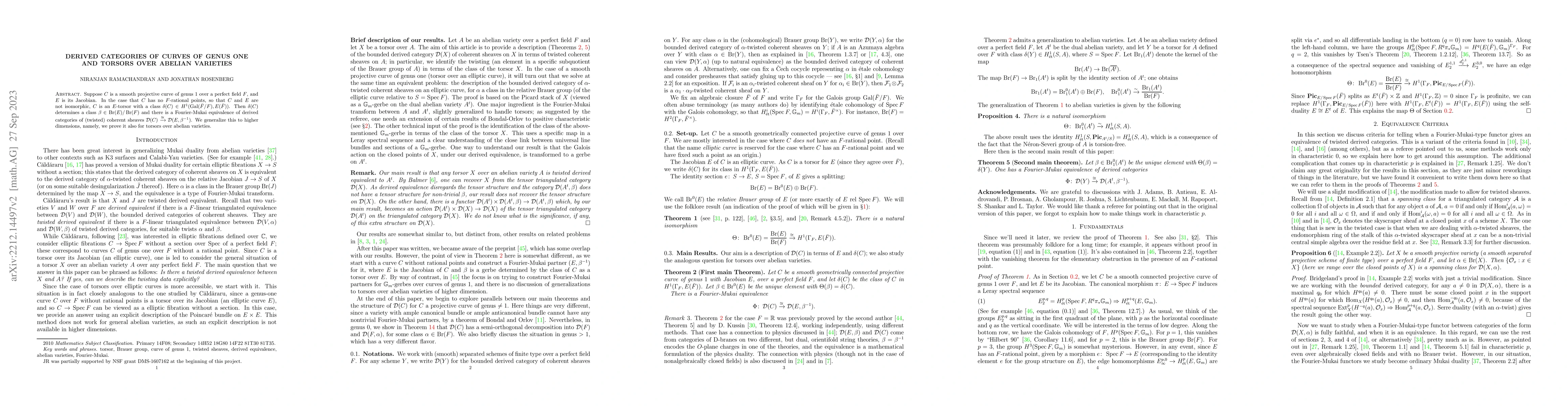 Thumbnail for Derived categories of curves of genus one and torsors over abelian
  varieties