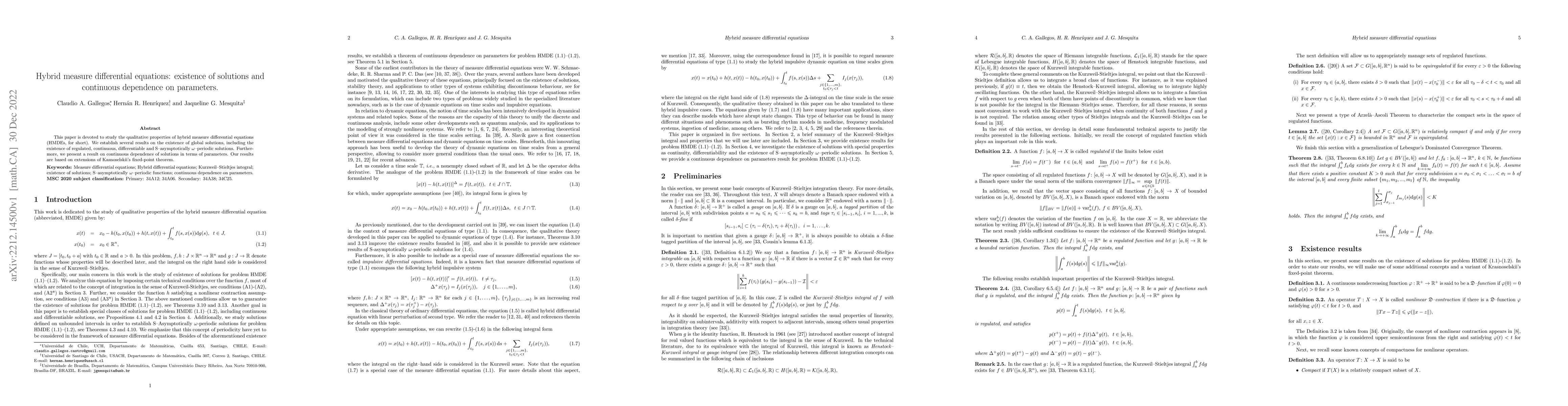 Thumbnail for Hybrid measure differential equations: existence of solutions and
  continuous dependence on parameters