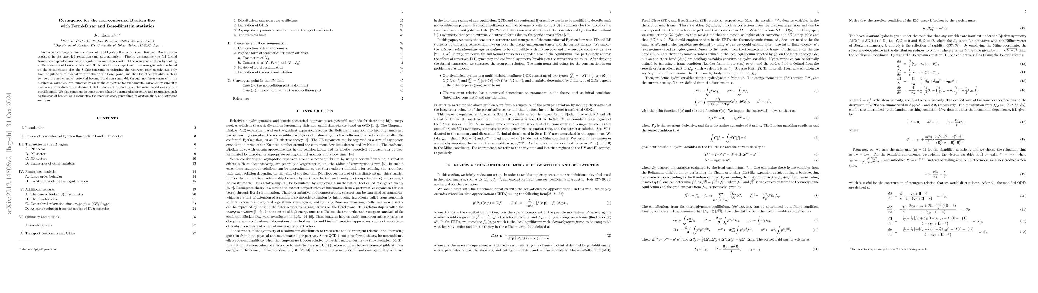 Thumbnail for Resurgence for the non-conformal Bjorken flow with Fermi-Dirac and
  Bose-Einstein statistics