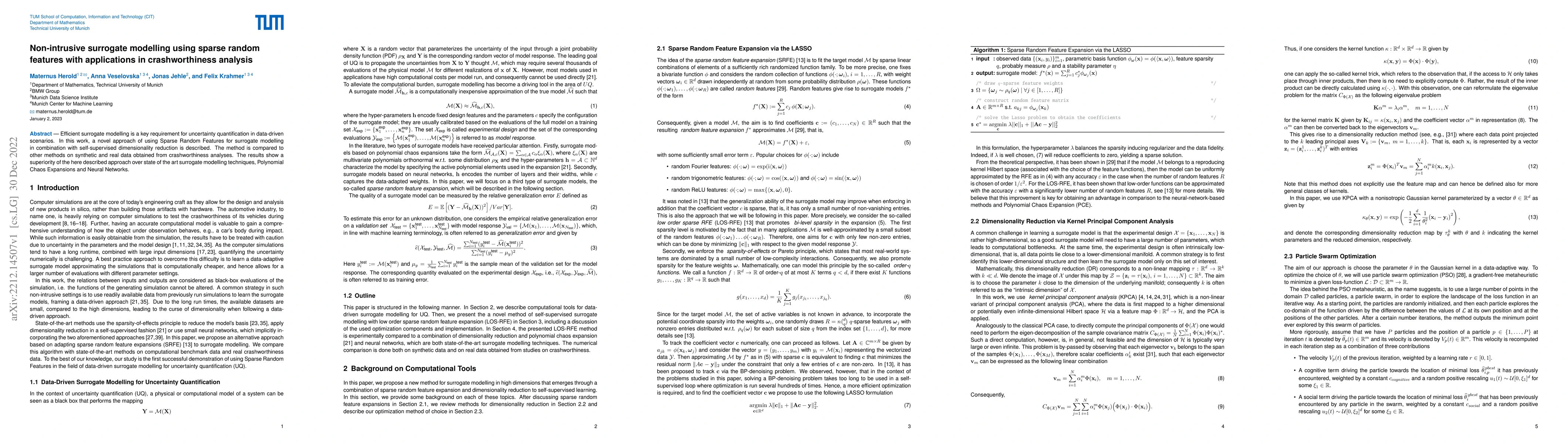 Thumbnail for Non-intrusive surrogate modelling using sparse random features with
  applications in crashworthiness analysis