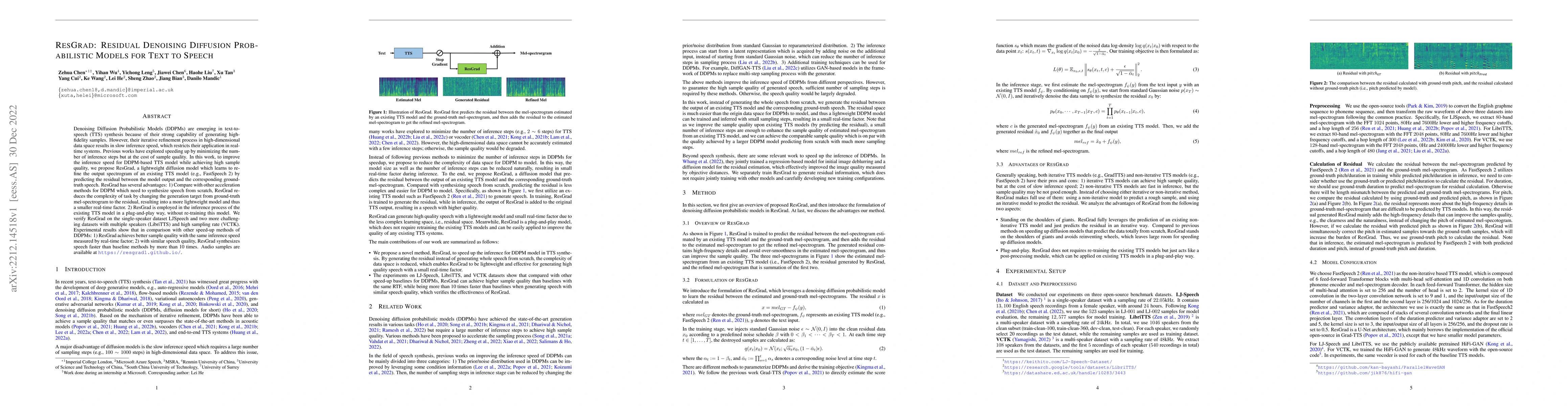 Thumbnail for ResGrad: Residual Denoising Diffusion Probabilistic Models for Text to
  Speech