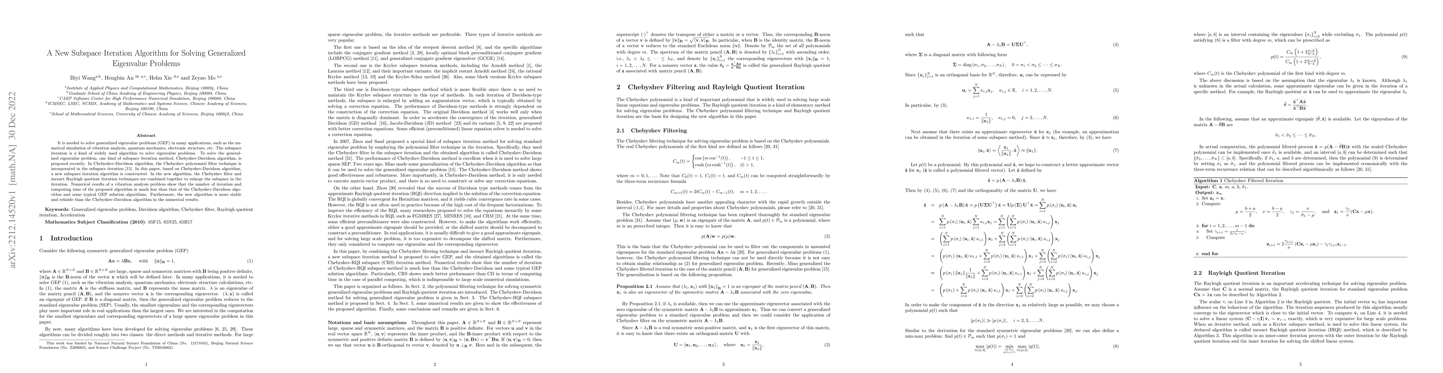 Thumbnail for A New Subspace Iteration Algorithm for Solving Generalized Eigenvalue
  Problems