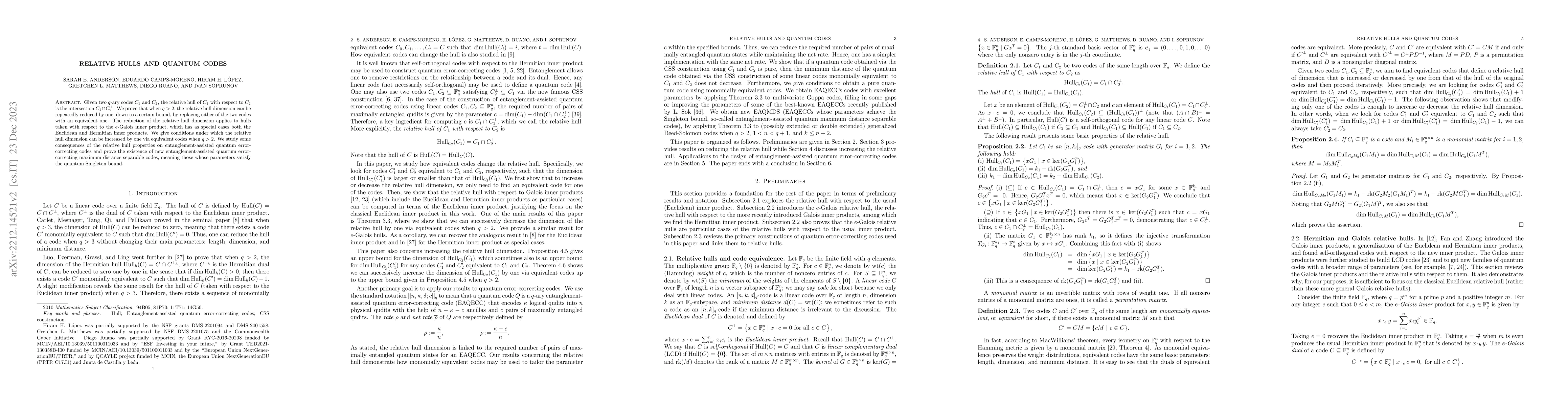 Thumbnail for Relative hulls and quantum codes