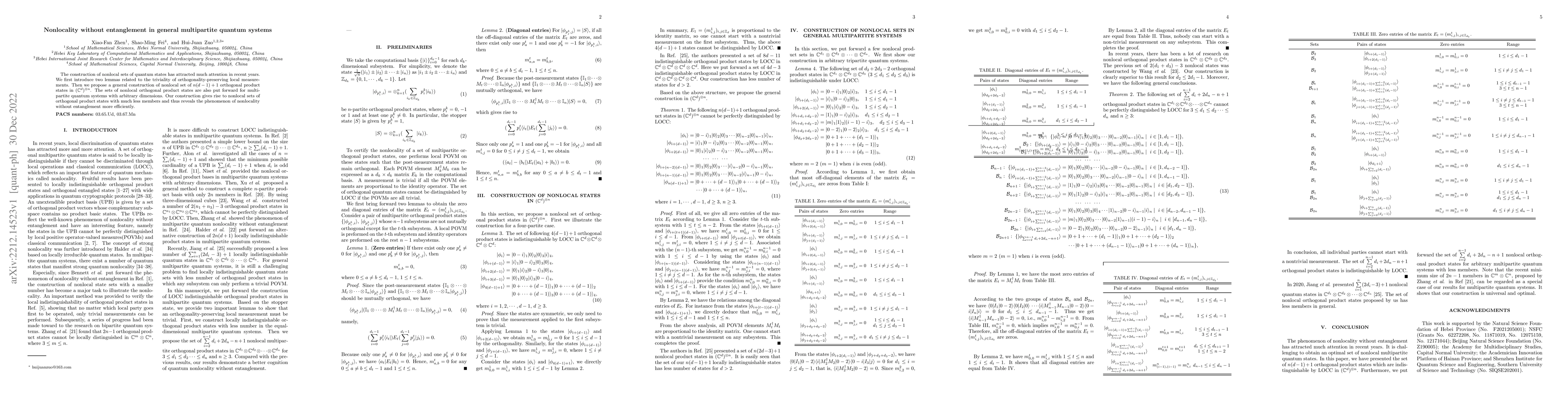 Thumbnail for Nonlocality without entanglement in general multipartite quantum systems