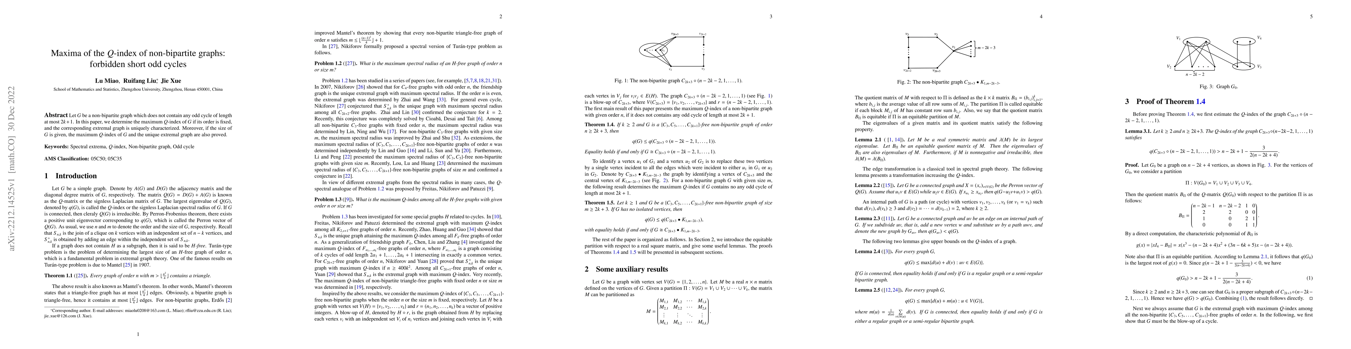 Thumbnail for Maxima of the $Q$-index of non-bipartite graphs: forbidden short odd
  cycles