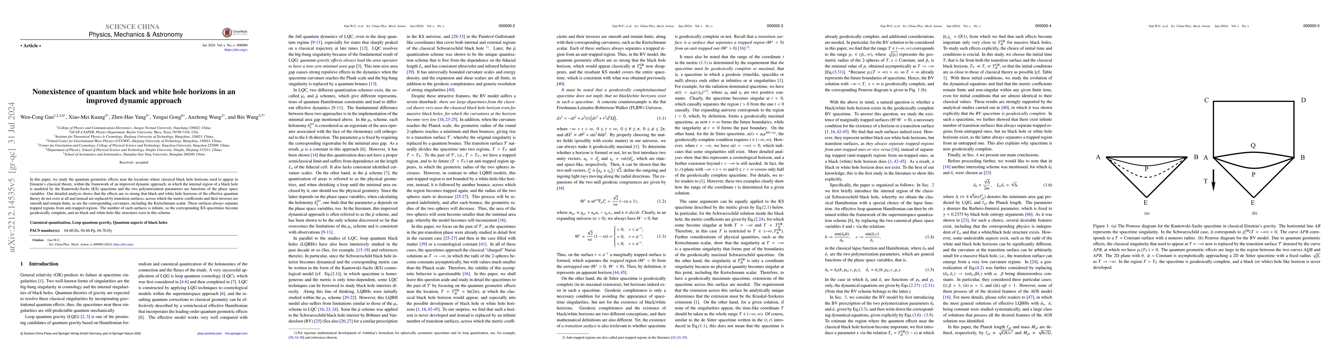 Thumbnail for Nonexistence of quantum black and white hole horizons in an improved
  dynamic approach