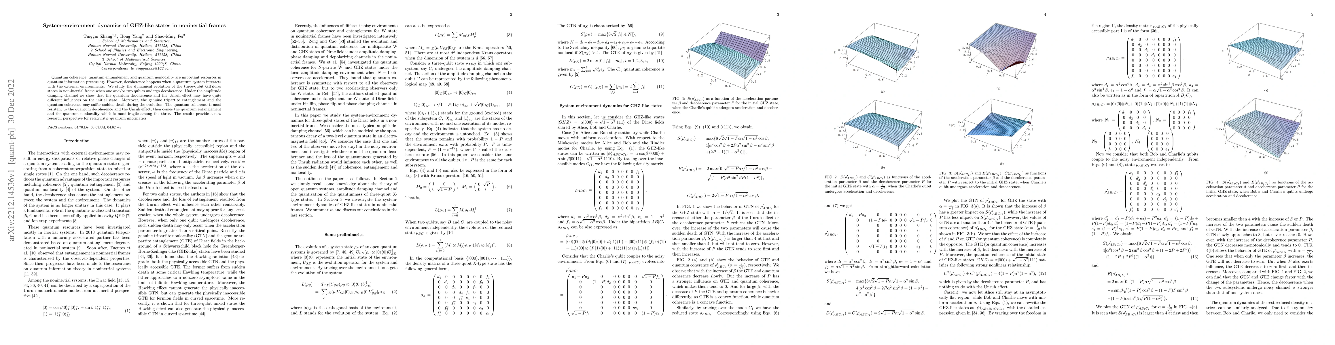 Thumbnail for System-environment dynamics of GHZ-like states in noninertial frames