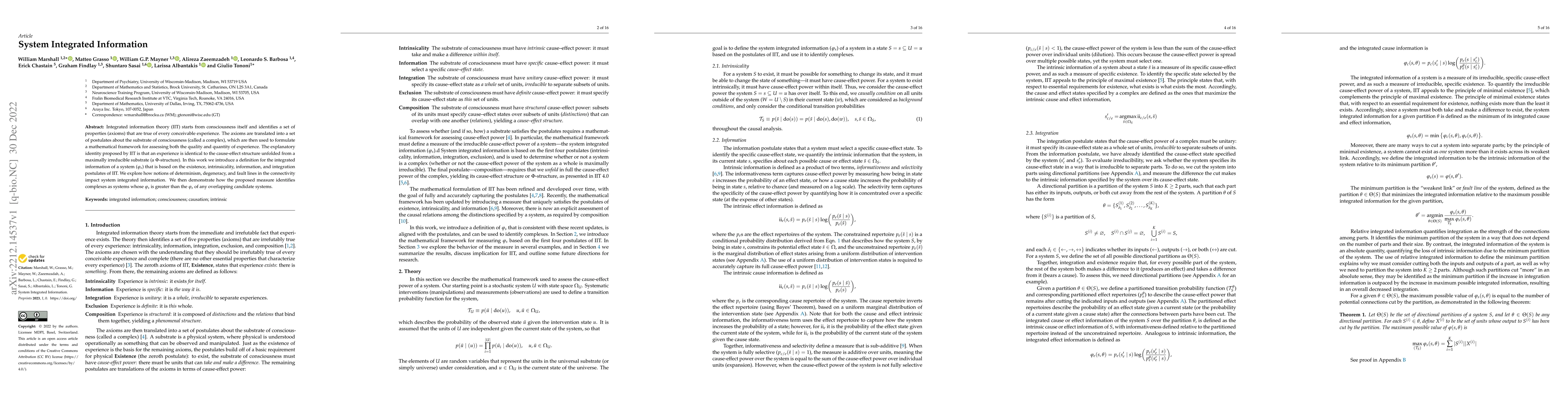 Thumbnail for System Integrated Information