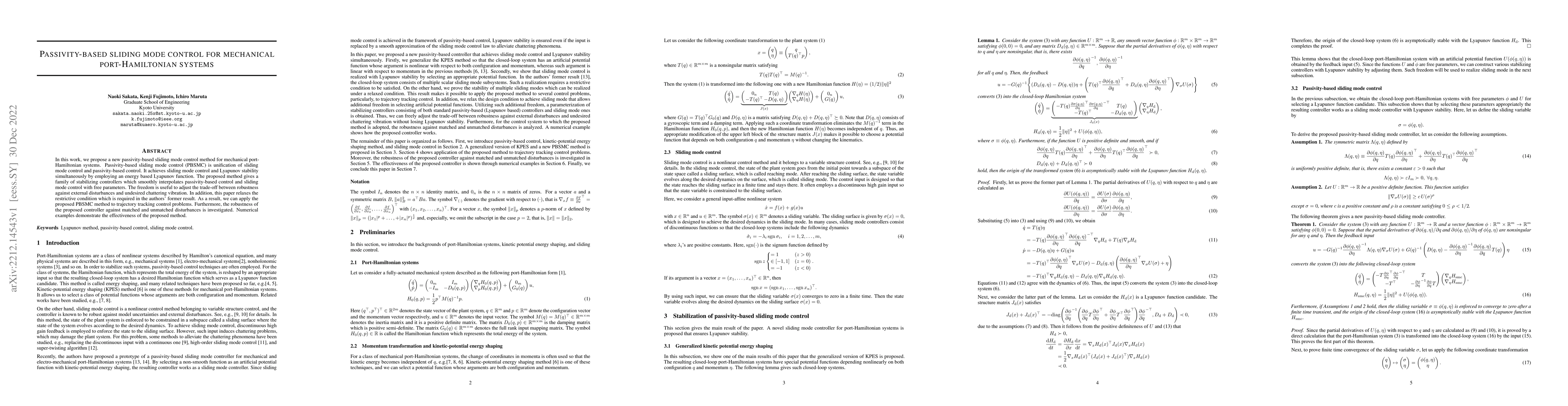 Thumbnail for Passivity-based sliding mode control for mechanical port-Hamiltonian
  systems