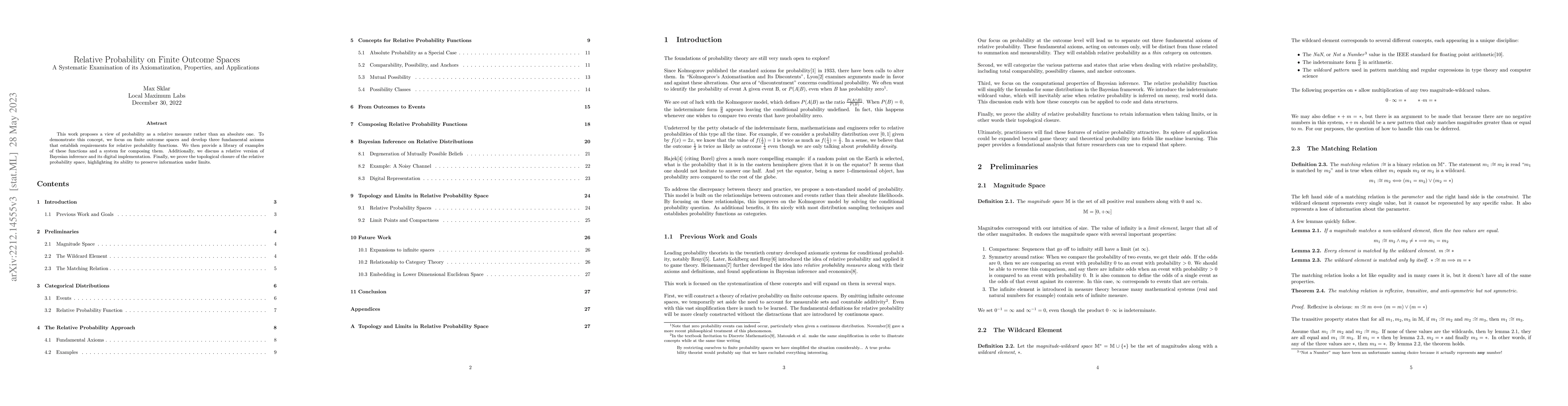 Thumbnail for Relative Probability on Finite Outcome Spaces: A Systematic Examination
  of its Axiomatization, Properties, and Applications