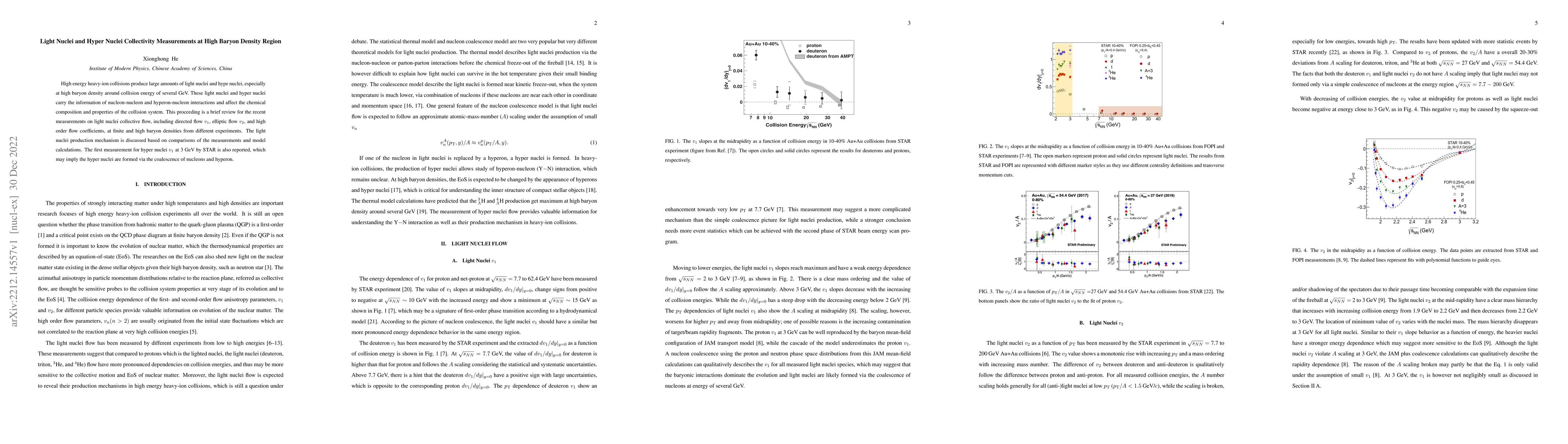 Thumbnail for Light Nuclei and Hyper Nuclei Collectivity Measurements at High Baryon
  Density Region