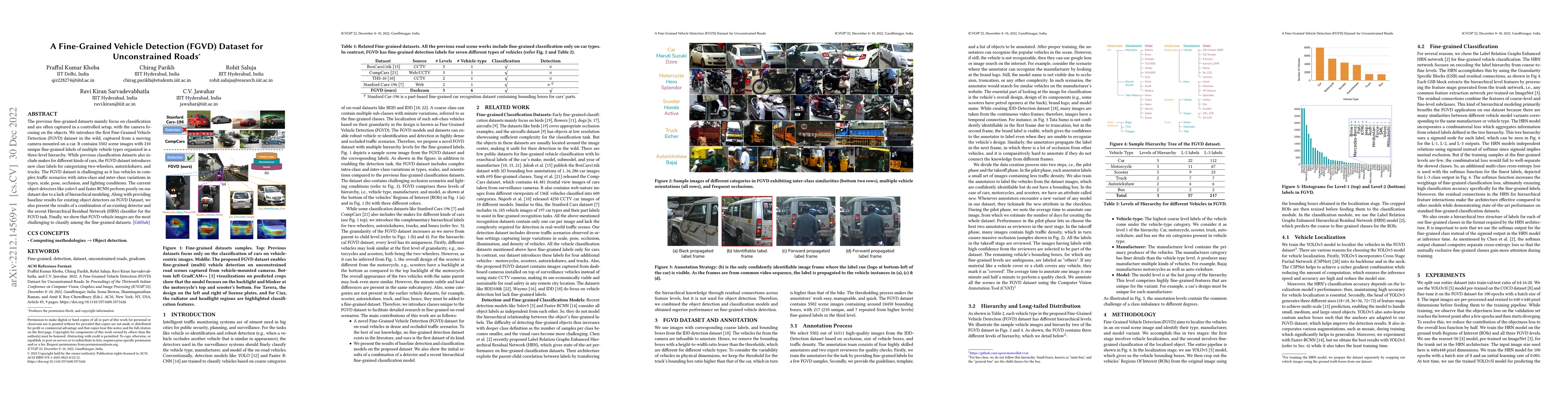 Thumbnail for A Fine-Grained Vehicle Detection (FGVD) Dataset for Unconstrained Roads